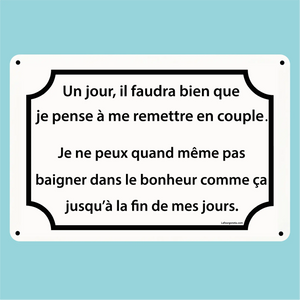Plaque humoristique: Un jour, il faudra bien que je pense à me mettre en couple - Lafourgoneta