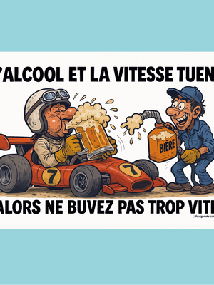 Plaque humoristique: L'alcool et la vitesse tuent - Lafourgoneta