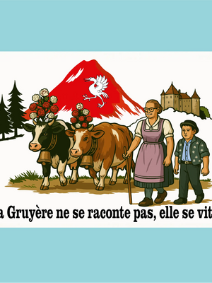 Plaque humoristique: La Gruyère ne se raconte pas, elle se vit - Lafourgoneta