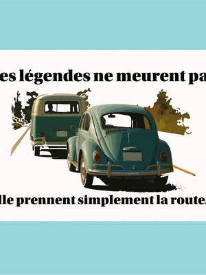 Plaque humoristique: Les légendes ne meurent pas, elle prennent simplement la route - Lafourgoneta