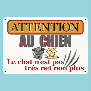 Plaque humoristique: Attention au chien - Lafourgoneta