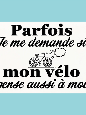 Plaque humoristique: Mon vélo pense t'il à moi - Lafourgoneta