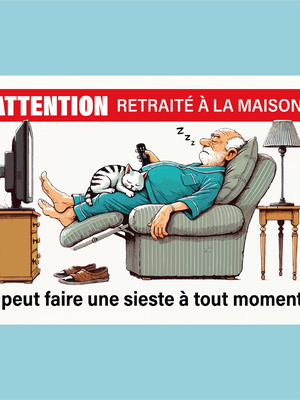Plaque humoristique: Attention retraité à la maison - Lafourgoneta