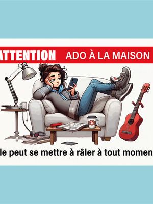 Plaque humoristique: Attention adolescente à la maison - Lafourgoneta