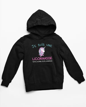 Sweat Je suis une licornasse 50% licorne 50% connasse
