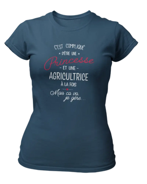T-shirt C'est compliqué d'être une princesse et une agricultrice - Lafourgoneta