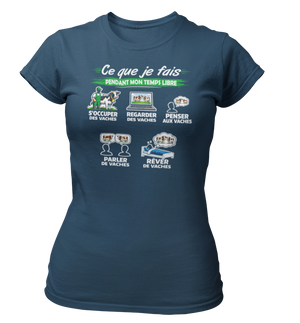 T-shirt Ce que je fais pendant mon temps libre Vache
