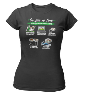 T-shirt Ce que je fais pendant mon temps libre Vache