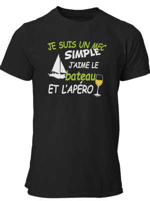 T-shirt Je suis un mec simple j'aime le bateau et l'apéro - Lafourgoneta