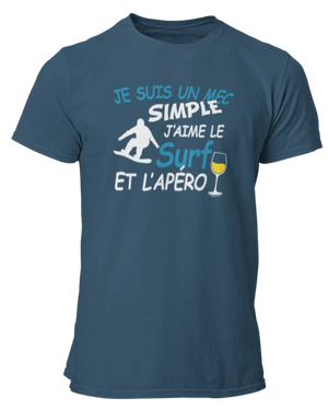 T-shirt Je suis un mec simple j'aime le surf et l'apéro - Lafourgoneta