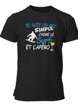 T-shirt Je suis un mec simple j'aime le surf et l'apéro - Lafourgoneta