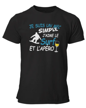 T-shirt Je suis un mec simple j'aime le surf et l'apéro - Lafourgoneta
