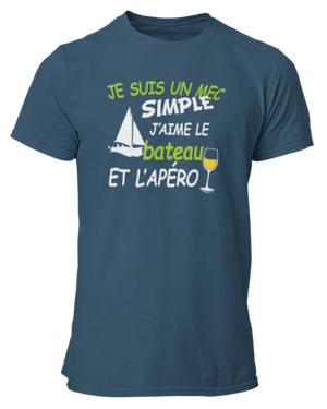 T-shirt Je suis un mec simple j'aime le bateau et l'apéro - Lafourgoneta
