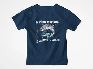 T-shirt enfant la pêche m'appelle et je dois y aller - Lafourgoneta