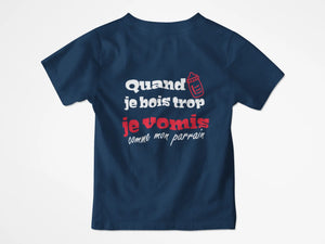 T-shirt enfant quand je bois trop je vomis comme mon parrain - Lafourgoneta