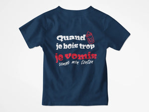 T-shirt enfant quand je bois trop je vomis comme mon tonton - Lafourgoneta
