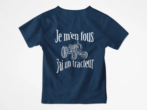 T-shirt enfant je m'en fous j'ai un tracteur - Lafourgoneta