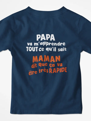 T-shirt enfant papa va m'apprendre tout ce qu'il sait - Lafourgoneta