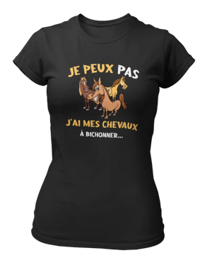 T-shirt Je peux pas j'ai mes chevaux à bichonner - Lafourgoneta