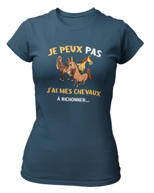 T-shirt Je peux pas j'ai mes chevaux à bichonner - Lafourgoneta