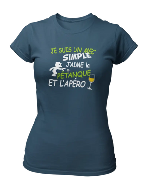 T-shirt Je suis un mec simple j'aime la pétanque et l'apéro - Lafourgoneta