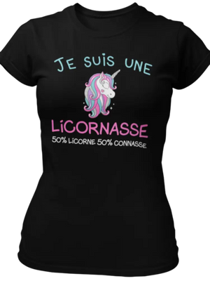 T-shirt Je suis une Licornasse 50% licorne 50% connasse La Fourgoneta
