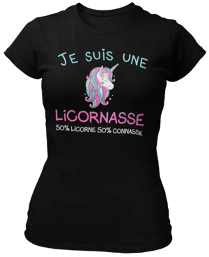 T-shirt Je suis une Licornasse 50% licorne 50% connasse La Fourgoneta