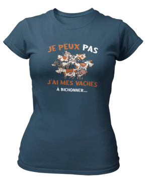 T-shirt je peux pas j'ai mes vaches à bichonner - Lafourgoneta