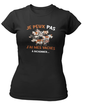 T-shirt je peux pas j'ai mes vaches à bichonner - Lafourgoneta