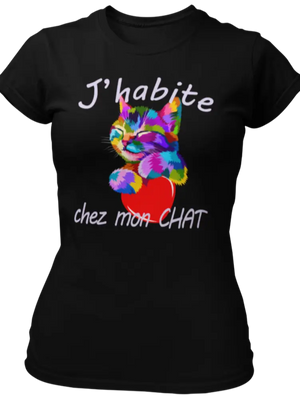 T-shirt J'habite chez mon chat La Fourgoneta