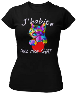 T-shirt J'habite chez mon chat La Fourgoneta