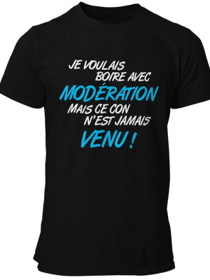 Tee-shirt, Je voulais boire avec modération mais ce con n'est jamais venu! La Fourgoneta