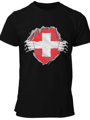 T-shirt Drapeau Suisse déchirure La Fourgoneta