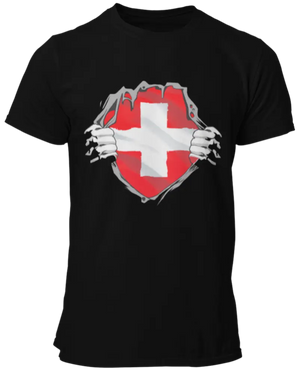 T-shirt Drapeau Suisse déchirure La Fourgoneta