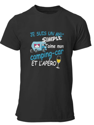 T-shirt Je suis un mec simple j'aime mon camping car et l'apéro - Lafourgoneta