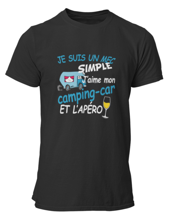 T-shirt Je suis un mec simple j'aime mon camping car et l'apéro