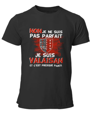 T-shirt Non je suis pas parfait je suis valaisan et c'est presque pareil La Fourgoneta