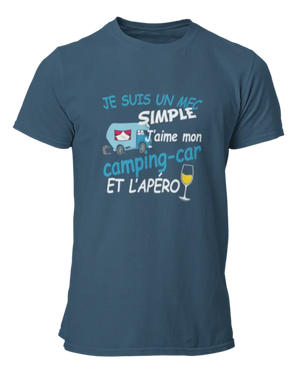 T-shirt Je suis un mec simple j'aime mon camping car et l'apéro - Lafourgoneta