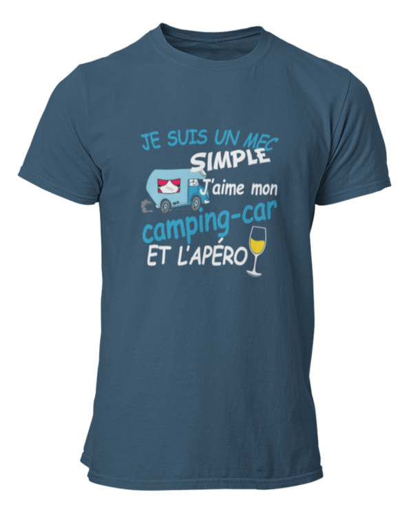 T-shirt Je suis un mec simple j'aime mon camping car et l'apéro