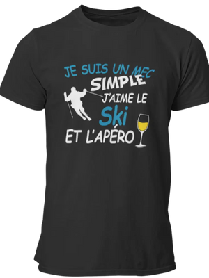 T-shirt Je suis un mec simple j'aime le ski et l'apéro La Fourgoneta