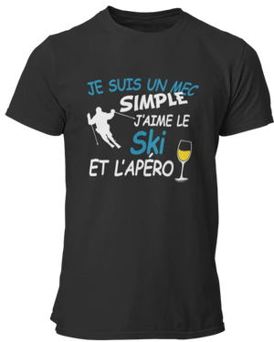 T-shirt Je suis un mec simple j'aime le ski et l'apéro La Fourgoneta