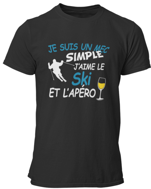 T-shirt Je suis un mec simple j'aime le ski et l'apéro