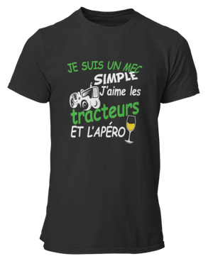 T-shirt Je suis un mec simple j'aime les tracteurs et l'apéro - Lafourgoneta
