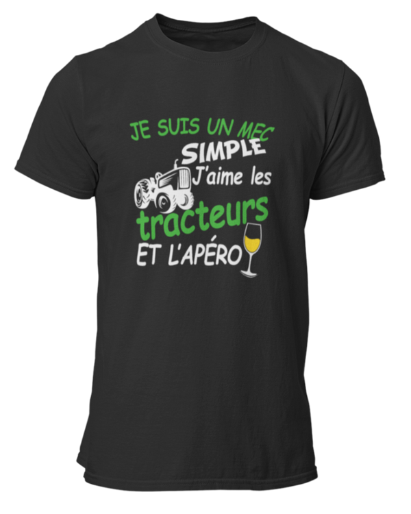 T-shirt Je suis un mec simple j'aime les tracteurs et l'apéro