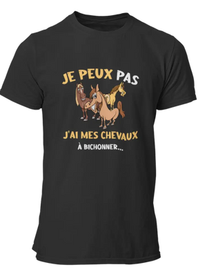 T-shirt Je peux pas j'ai mes chevaux à bichonner - Lafourgoneta