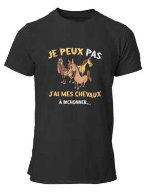 T-shirt Je peux pas j'ai mes chevaux à bichonner - Lafourgoneta
