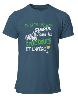 T-shirt Je suis un mec simple j'aime les tracteurs et l'apéro - Lafourgoneta