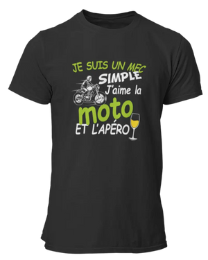 T-shirt Je suis un mec simple j'aime la moto et l'apéro - Lafourgoneta