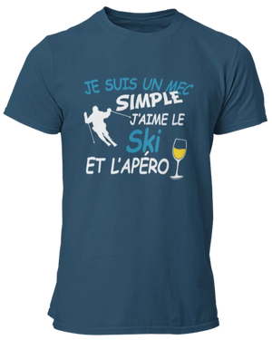 T-shirt Je suis un mec simple j'aime le ski et l'apéro La Fourgoneta