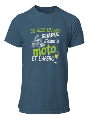 T-shirt Je suis un mec simple j'aime la moto et l'apéro - Lafourgoneta
